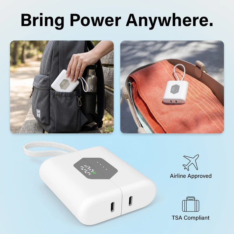 Magnetisk Powerbank 10.000 mAh med to 5.000 mAh batterier og USB-C porte