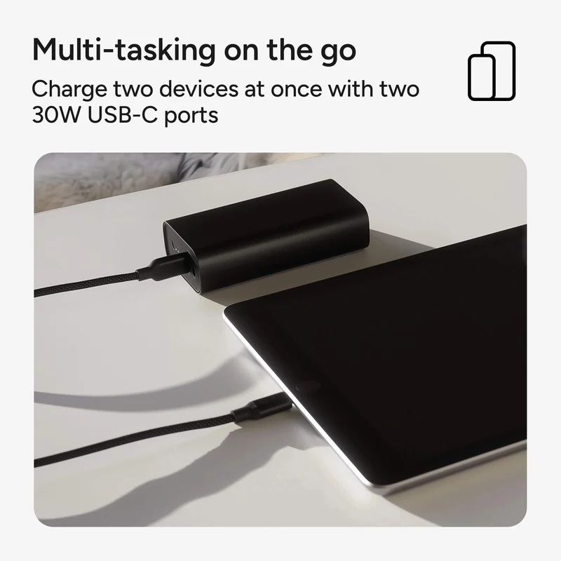 Kompakt 10000 mAh Powerbank med Hurtigopladning og Dual USB-C