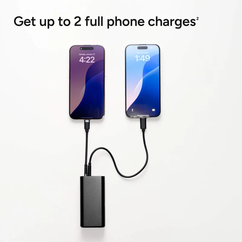 Kompakt 10000 mAh Powerbank med Hurtigopladning og Dual USB-C