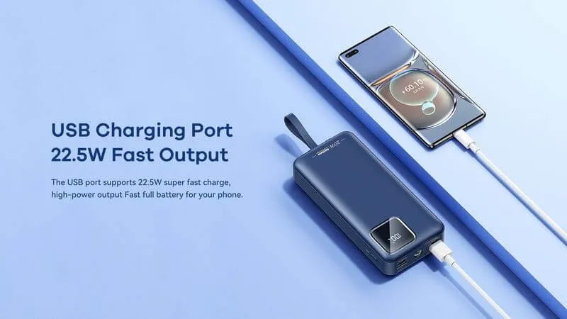 Powerbank 30.000 mAh | 20 W USB-C PD og 22,5 W hurtigopladning