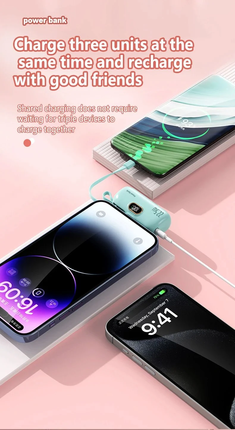 Mini Powerbank 5000 mAh med 22,5W Hurtigopladning