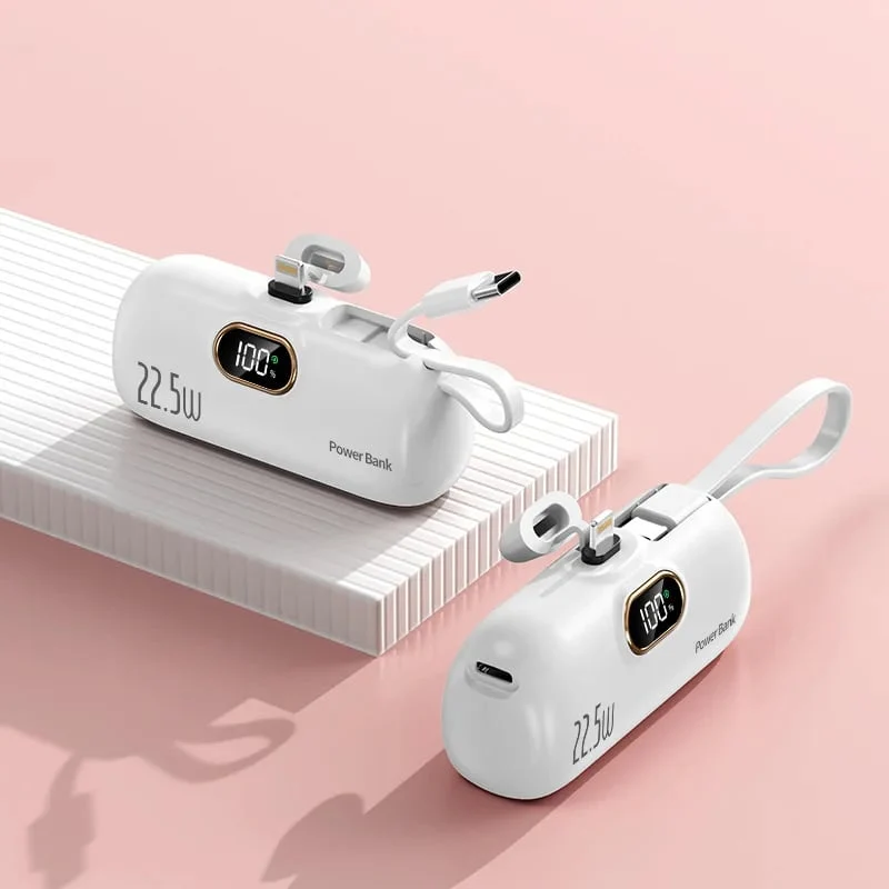 Mini Powerbank 5000 mAh med 22,5W Hurtigopladning