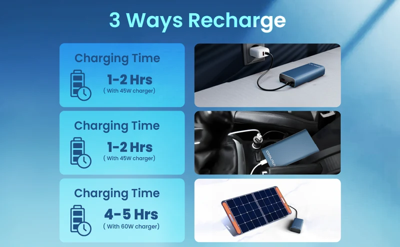 Powerbank med 10.000 mAh - 45 W PD hurtigopladning til smartphone og tablet