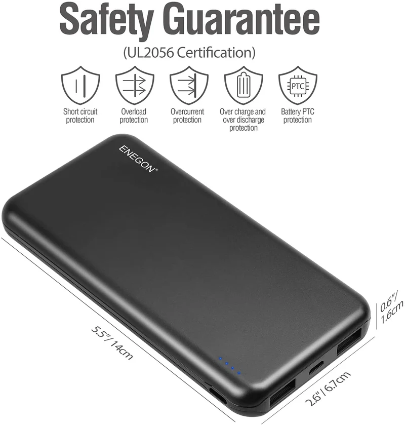 Powerbank 10000 mAh 2-pak med Dual-USB til smartphone og tablet