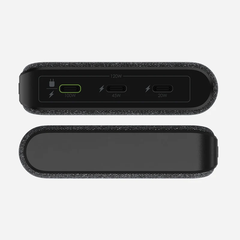 25000 mAh Powerbank med 100 W USB-C hurtigopladning til laptop og smartphone