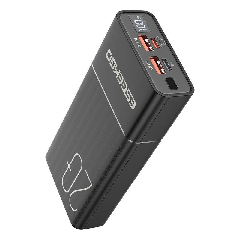 Powerbank med 20.000 mAh, 22,5 W hurtigopladning og 3 porte