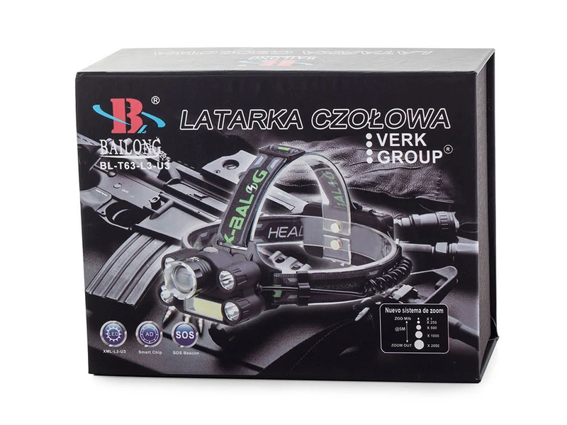 Kraftfull pannlampa - 5x LED, 400m räckvidd