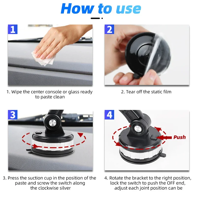 Justerbar mobil holder med sugekop til bil