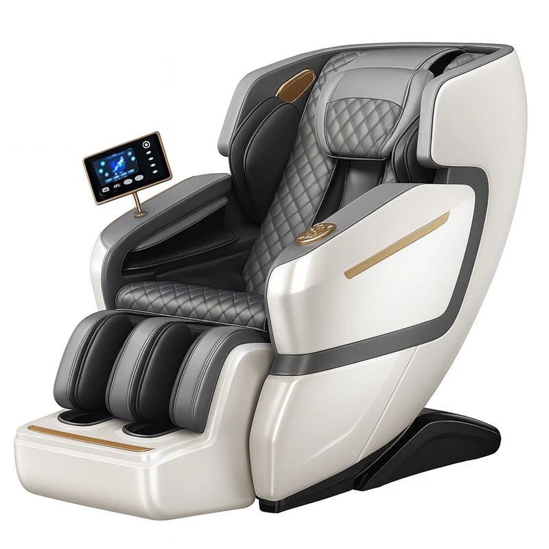 Massagefåtölj 4D Lyx Pro+ med SL-teknologi, Värmeterapi, Röststyrning & Pekskärm - Modell M5 vit
