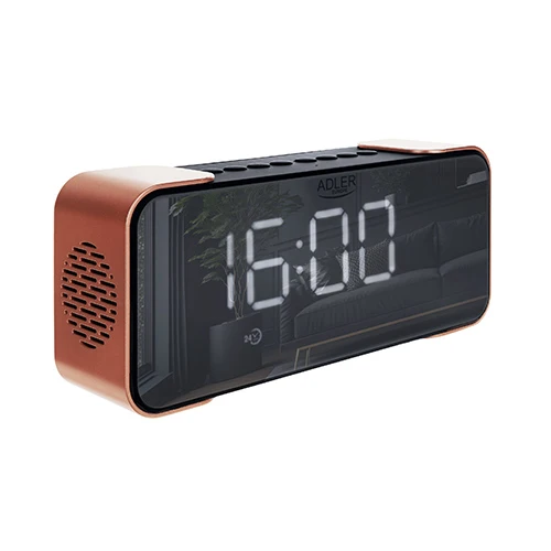Kopparfärgad radio med väckarklocka, Bluetooth och FM-radio