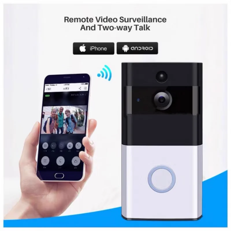 Trådløs Video-Dørklokke med Kamera, Wi-Fi, To-Vejs Audio & Bevægelse