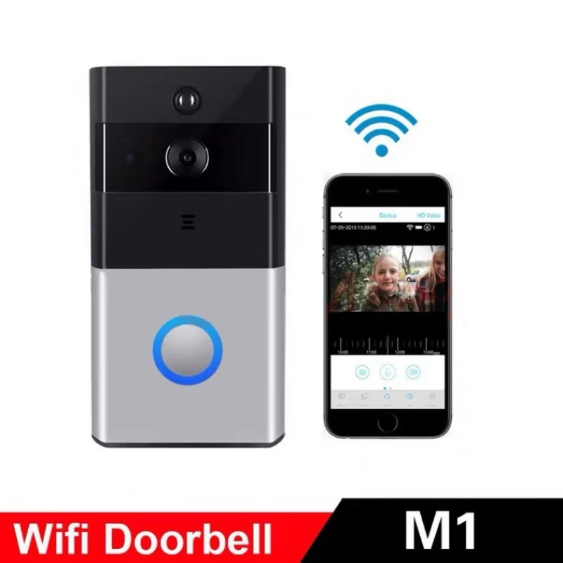 Trådløs Video-Dørklokke med Kamera, Wi-Fi, To-Vejs Audio & Bevægelse