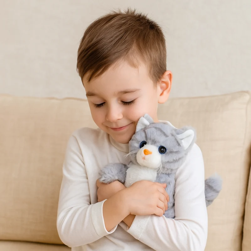 Sød katteplush legetøj, blødt stofkæledyr, gaveidé til børn
