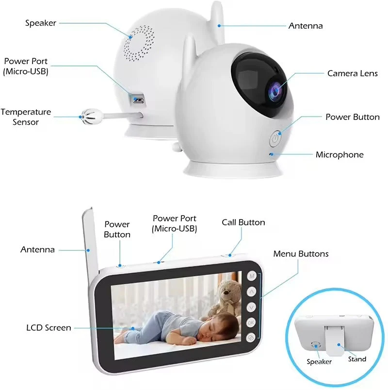 Babyphone med HD-kamera, nattevision og app-kontrol