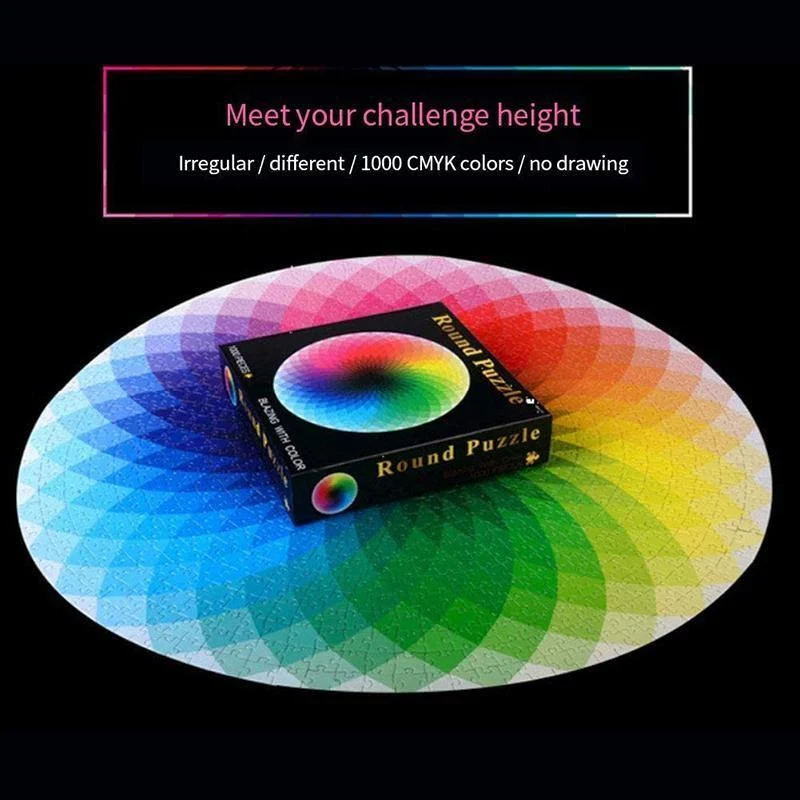 Runde Puzzles i Gradient Farver med Regnbue Design