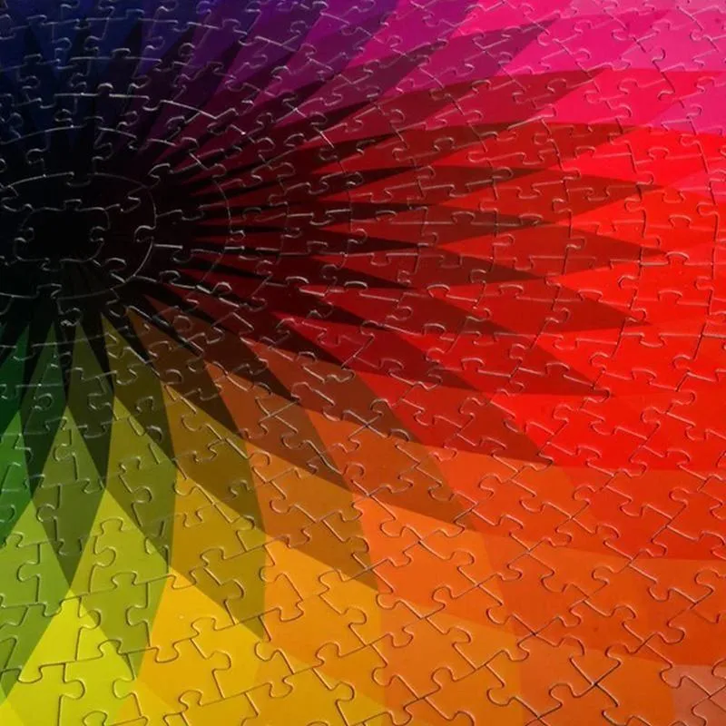 Runde Puzzles i Gradient Farver med Regnbue Design