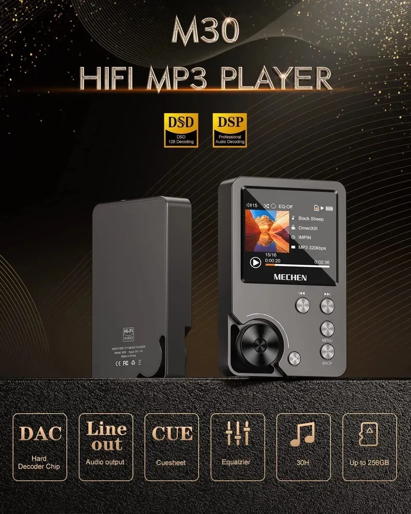 HiFi MP3 Afspiller MECHEN-M30 – Tab med 64GB, understøtter op til 256GB