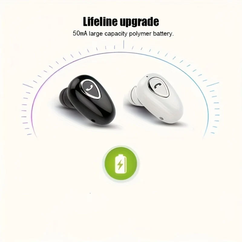 Trådløse Bluetooth Øretelefoner, Mini, Usynlige, Enkelt In-Ear