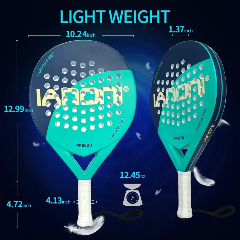 Letvægts Carbon Padel Bat med EVA Memory Skum Kerne og Taske