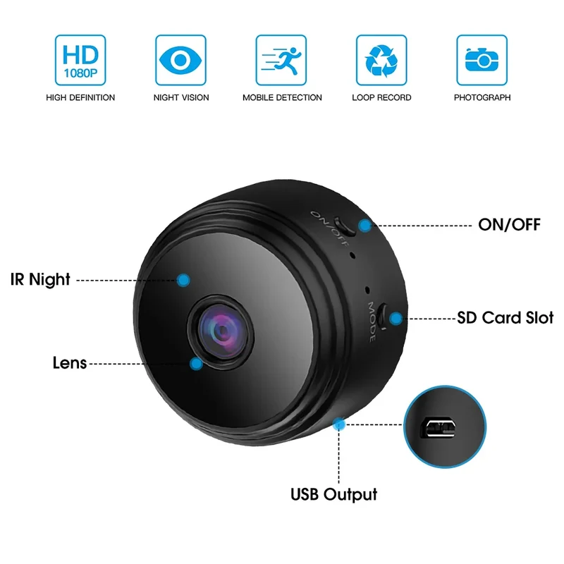Trådløs Wifi Kamera med 1080P HD Nattsyn