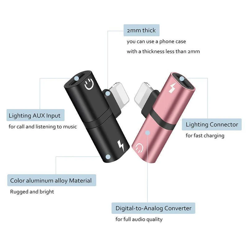 4-i-1 Lightning Adapter til iPhone – Øretelefoner (2 stk.)