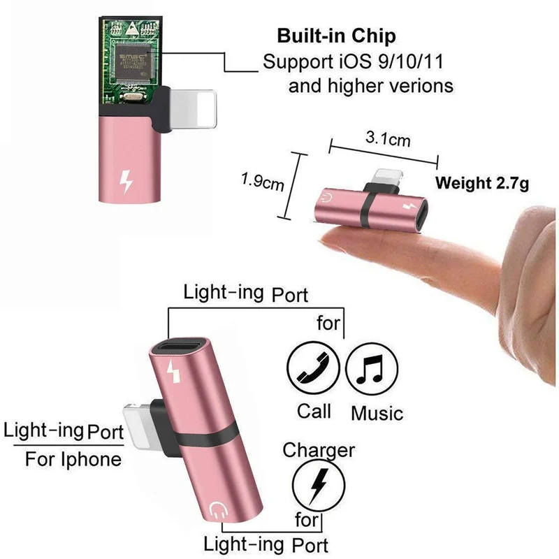 4-i-1 Lightning Adapter til iPhone – Øretelefoner (2 stk.)