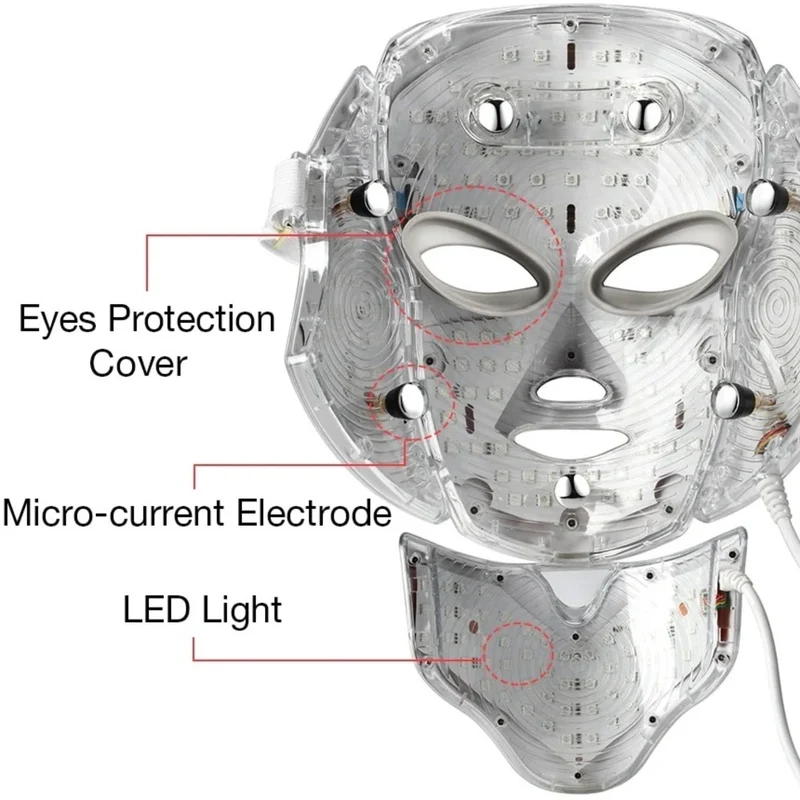 LED Photon Lysbehandling Maske til Ansigt og Hals - 7 Farver