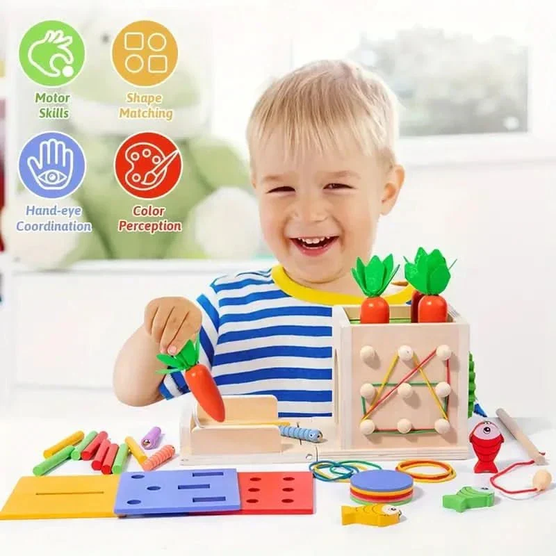 8-i-1 Montessori Legetøjskasse til Babyer - Støtter Udvikling og Kreativitet
