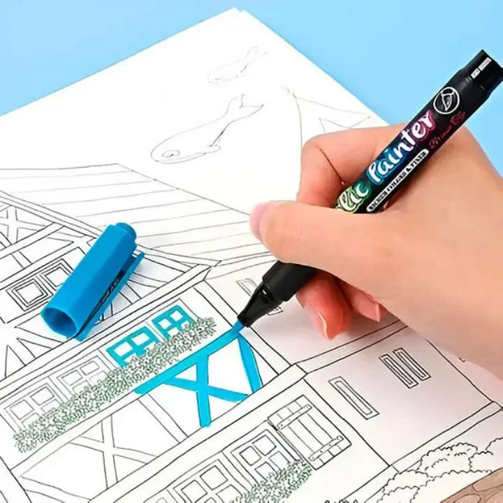 Acrylmarker Sæt (12 Farver) – Vandfast til Kunst og DIY