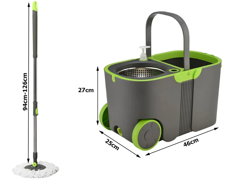 360 roterande mopp med hink och 2x mikrofiberkuddar - din allsidiga rengöringslösning