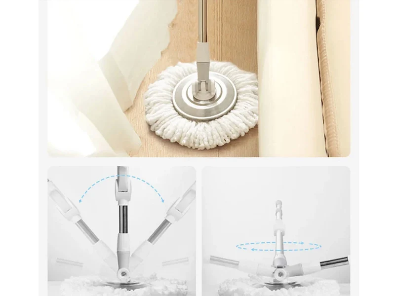 360 roterande mopp med 2x mikrofiberkuddar - effektiv och ergonomisk rengöring