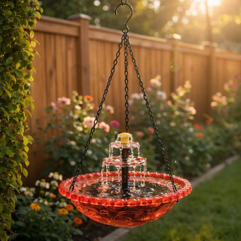BirdbathFountain - Solkraftad Hängande Fågelbad Skiktad Fontän