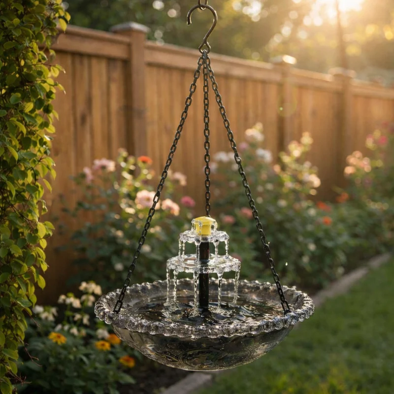 BirdbathFountain - Solkraftad Hängande Fågelbad Skiktad Fontän