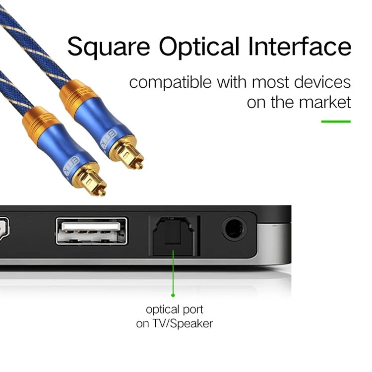 10m Guldpläteret Toslink M/F Digitalt Optisk Audiokabel OD6.0mm