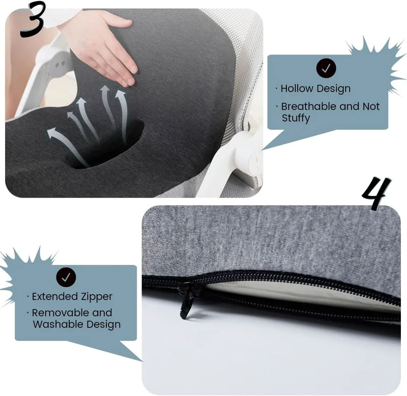 Ergonomisk Sædepude med Lændestøtte til Kontor, Bil og Rejse