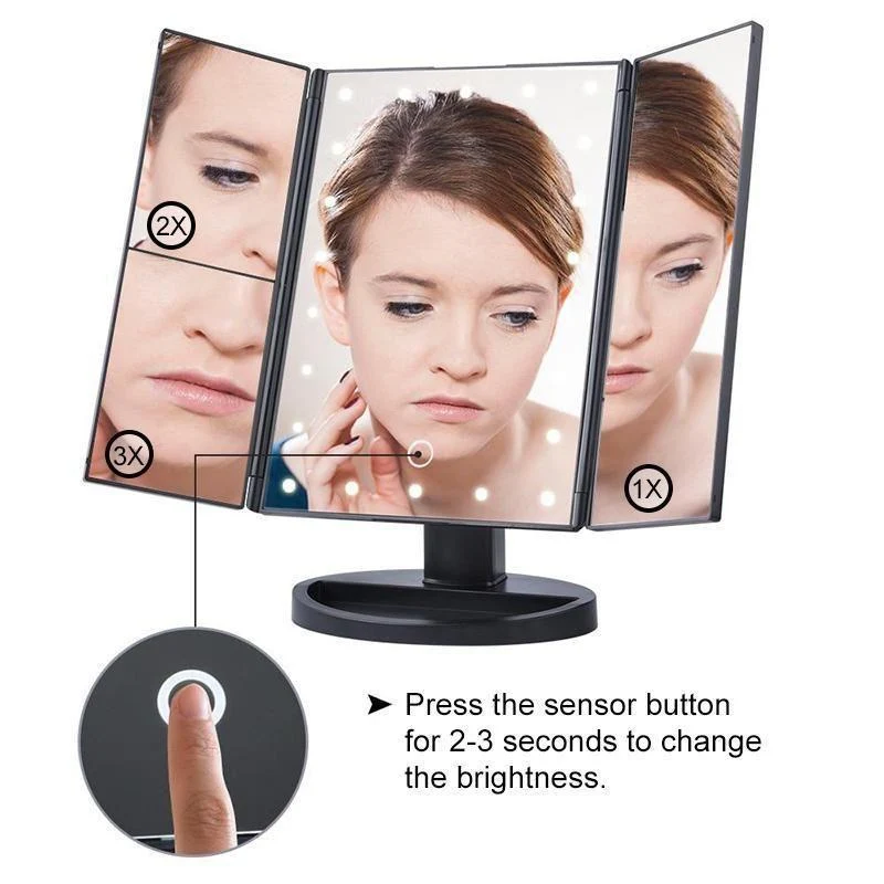 Lysende Makeup Spejl med 24 LED-lys