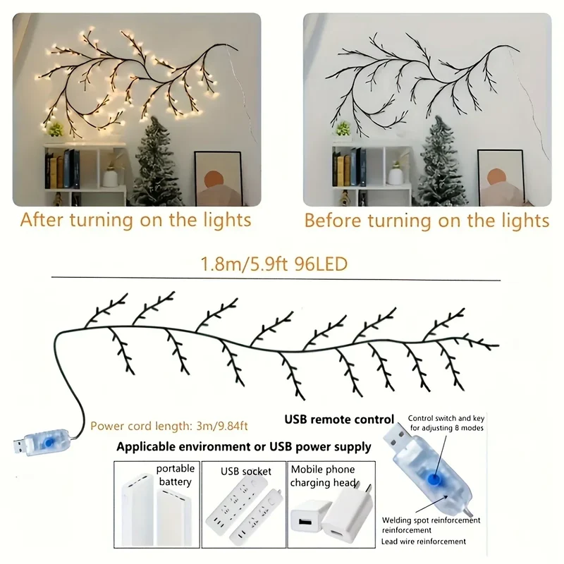 Dekorativt LED Lys til Træ Vinstokke