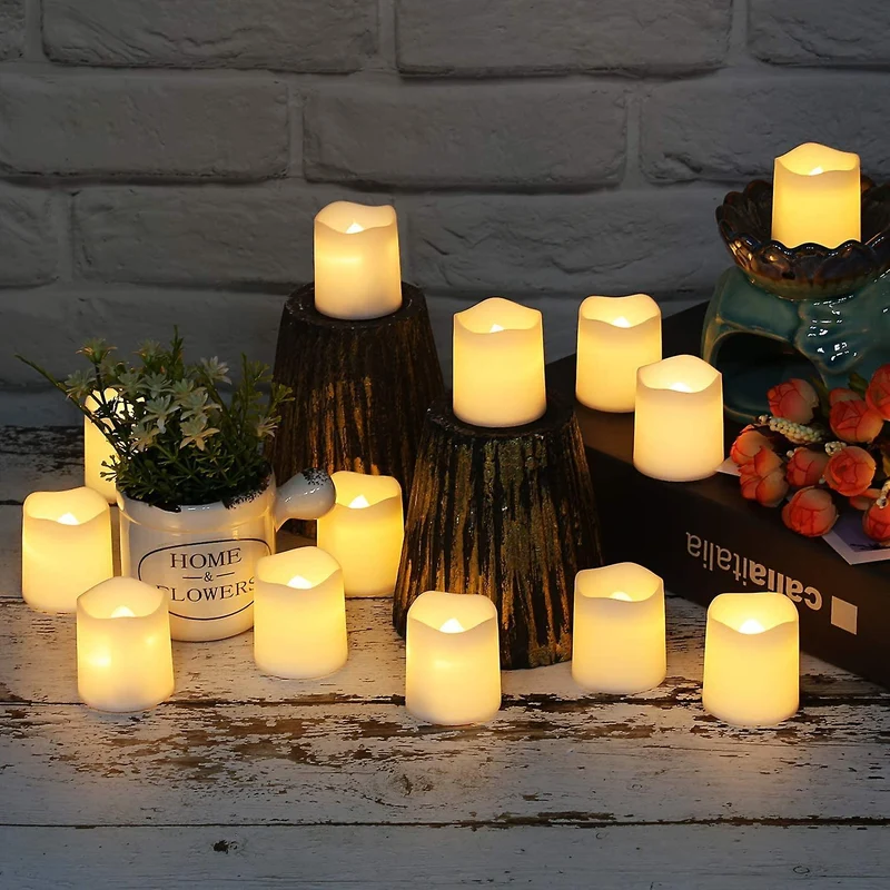 Paket med 24 LED-blockljus – Trivsel och säkerhet i ditt hem inkl. batterier.