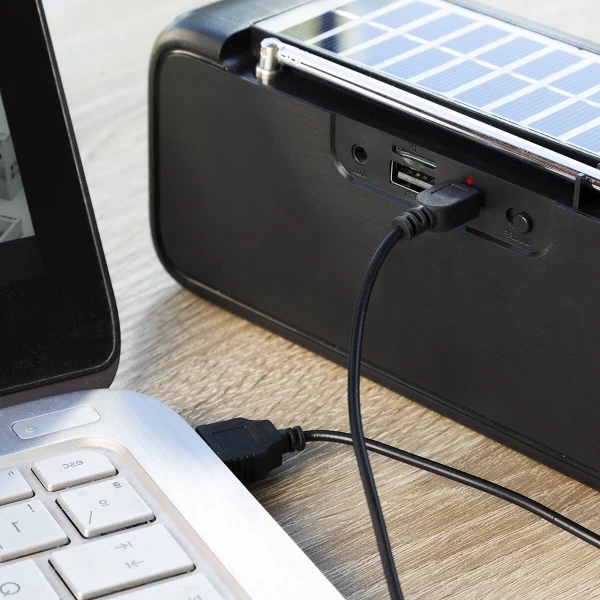 Trådlös högtalare på solcellsladdning och LED-ljus