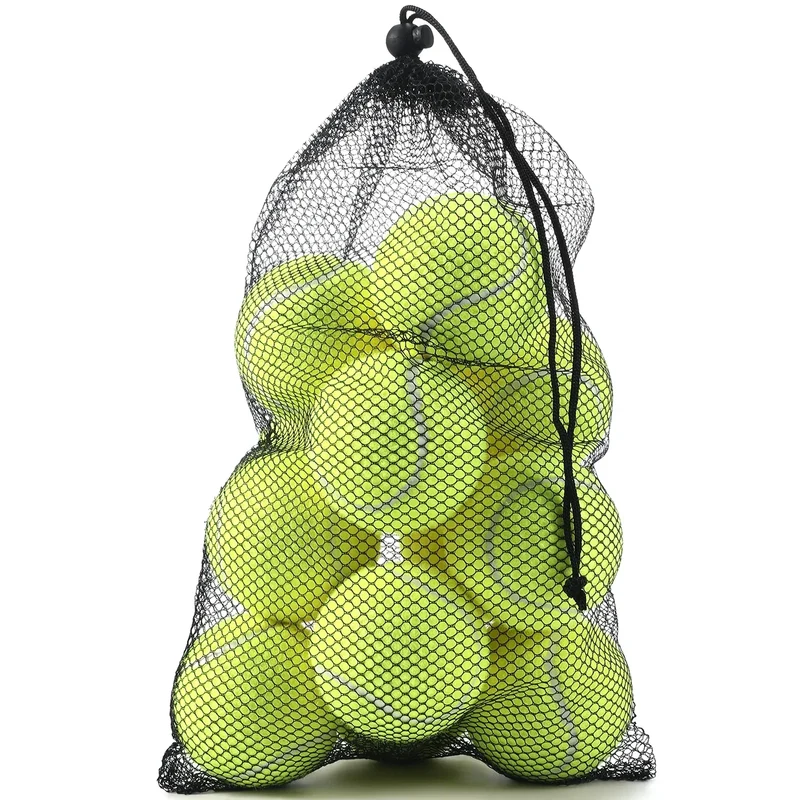 Sæt med 12 Tennisbolde, høj elasticitet, træningsbolde med mesh taske