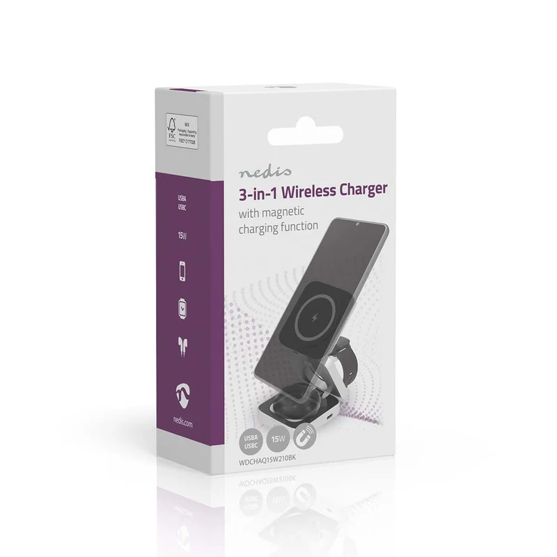 Draadloze Oplader 3-in-1 - 2.5 / 5 / 15W - LED-indicatie in gebruik