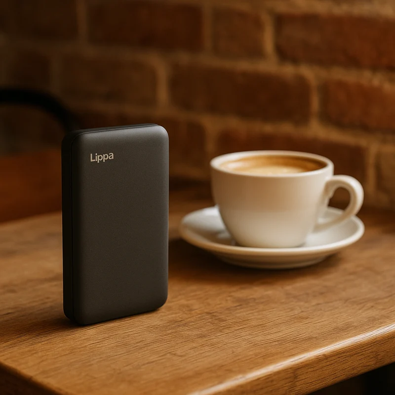 Lippa 20.000 mAh powerbank, m. 2 x USB-A output, Sort
