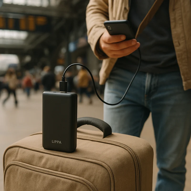 Lippa 20.000 mAh powerbank, m. 2 x USB-A output, Sort