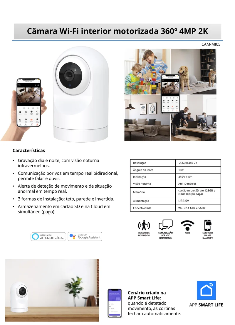 Moes CAM-MI05 - Câmara WiFi Interior Rotativa 4MP 2K