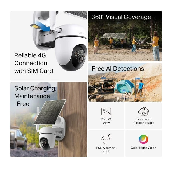 TP-Link Tapo C615G KIT - Camara 4G LTE Pan/Tilt 2K Solar IP65