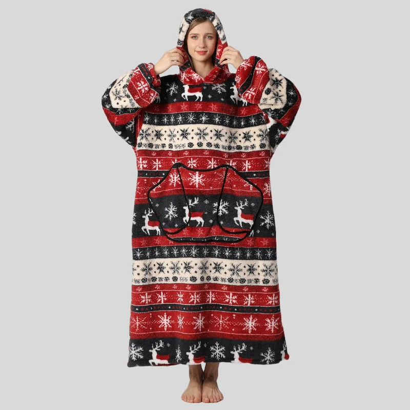 Behagelig Oversized Hoodie Tæppe til Damernes Juleoutfit