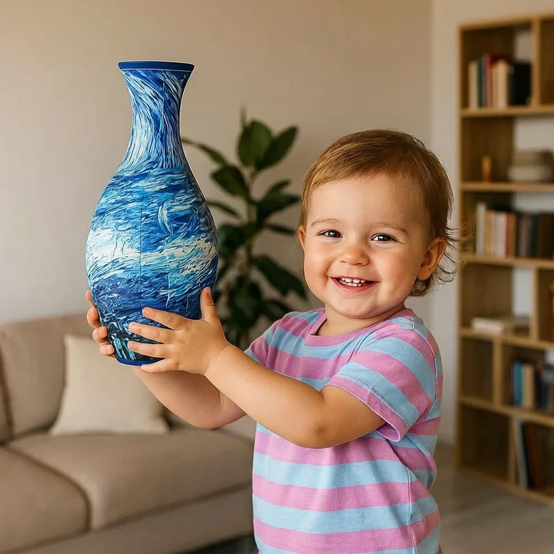 Elegant 3D Puzzle Vase - Designet til ægte blomster