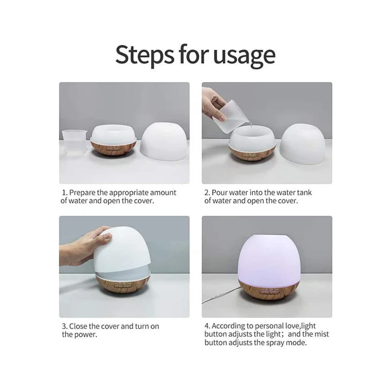 Aroma Diffuser 400 ML m/fjernkontroll - Stilfull og vakker – 2 farger -
