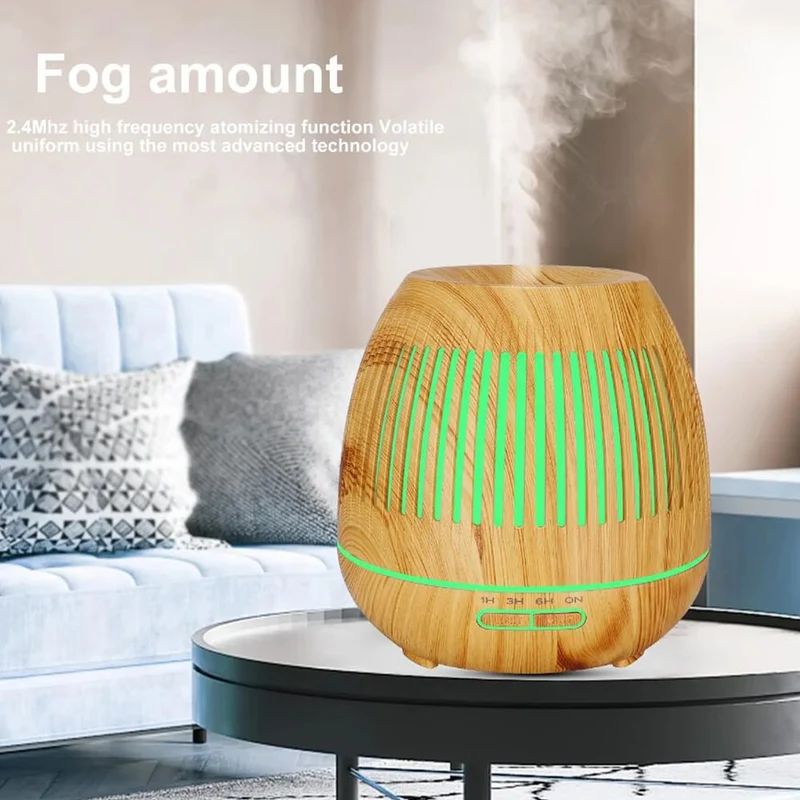 Aromadiffusor 400 ML med fjärrkontroll - Stilren i brunt och ljust trä -