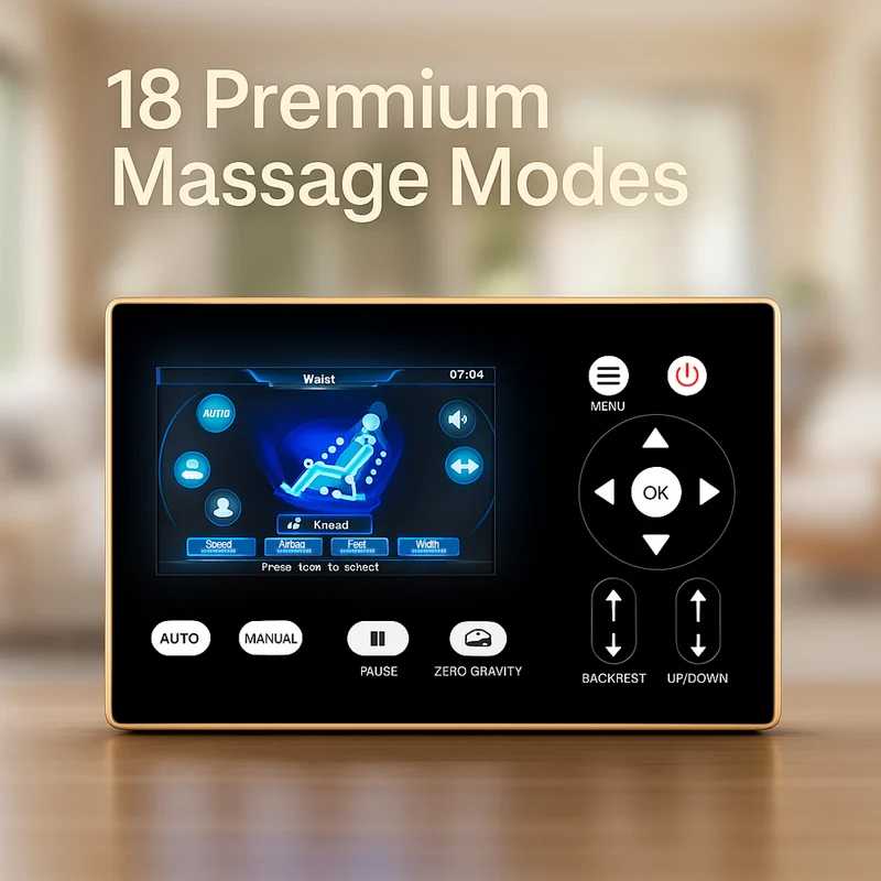 Massagestol 4D Lyx Pro+ med SL-teknologi, Värmeterapi, Röststyrning & Pekskärm – Modell M5 grå
